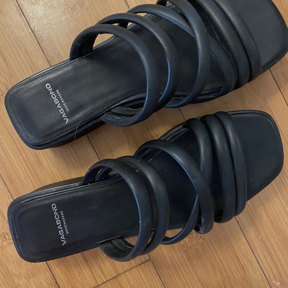 Strappy black platform sandals